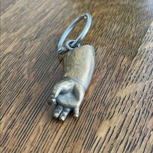 A-Okay sign Vintage solid Brass Baby Hand Keychain Charm.